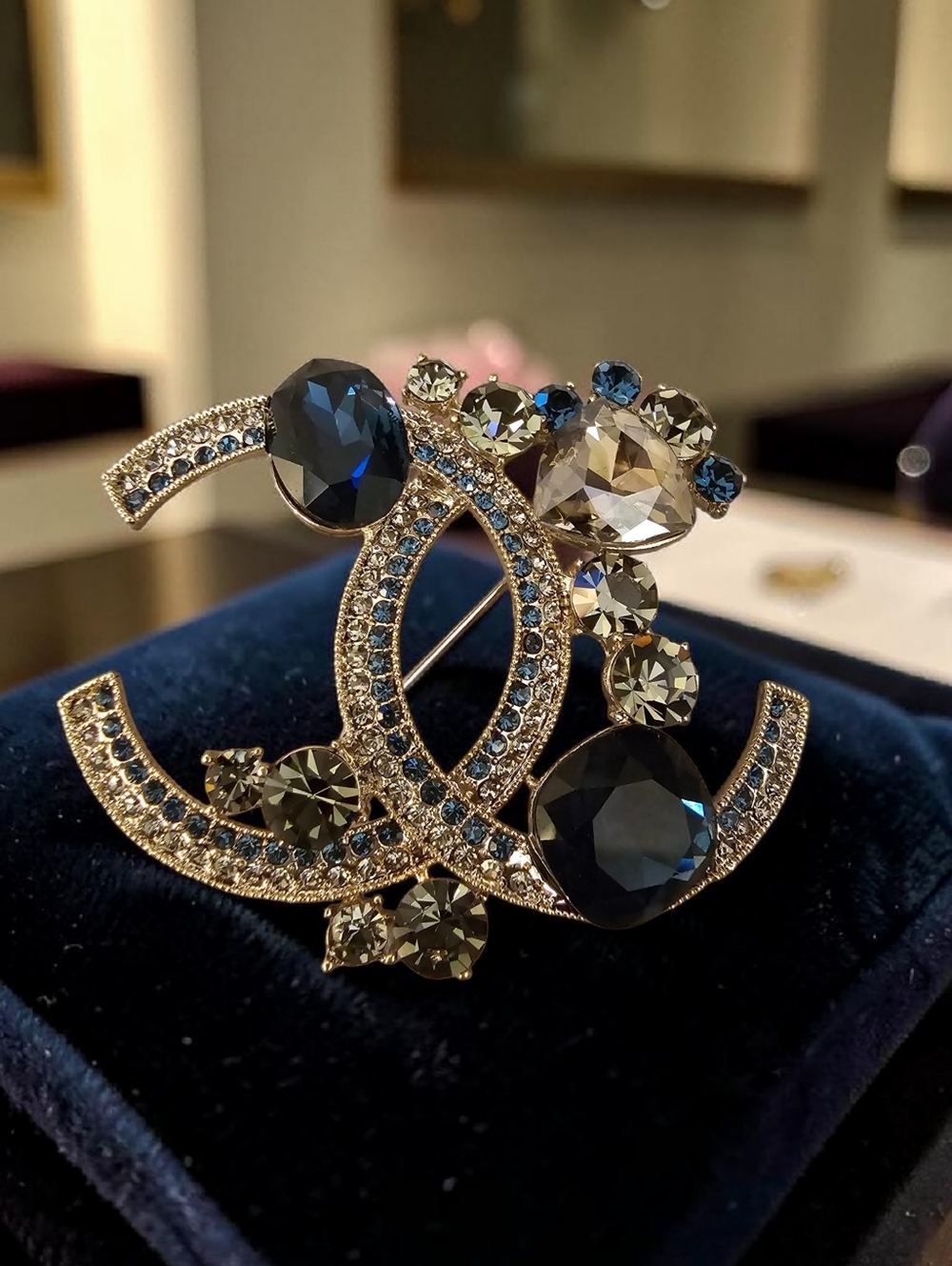 Blue Gem Brooch